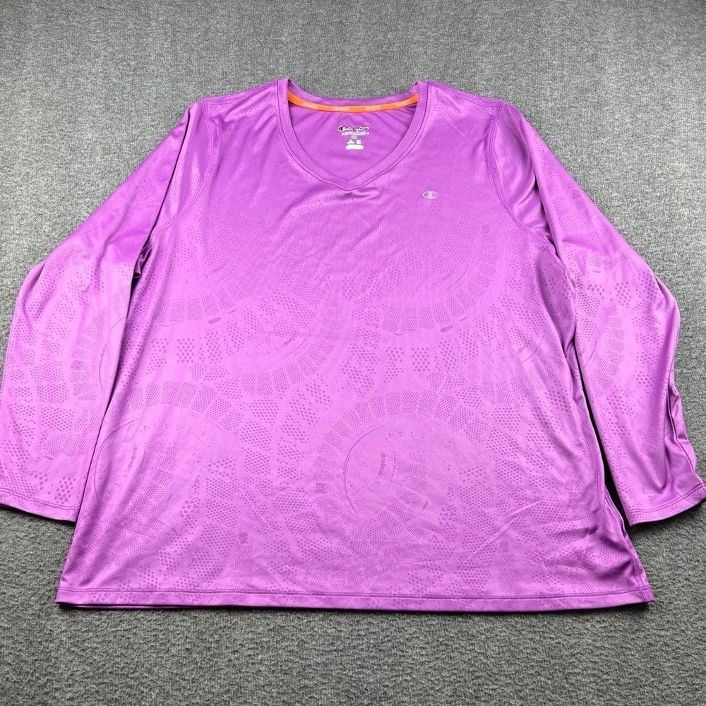 Champion Performance Vapor Purple Long Sleeve V-Neck Workout Top Women's 2X